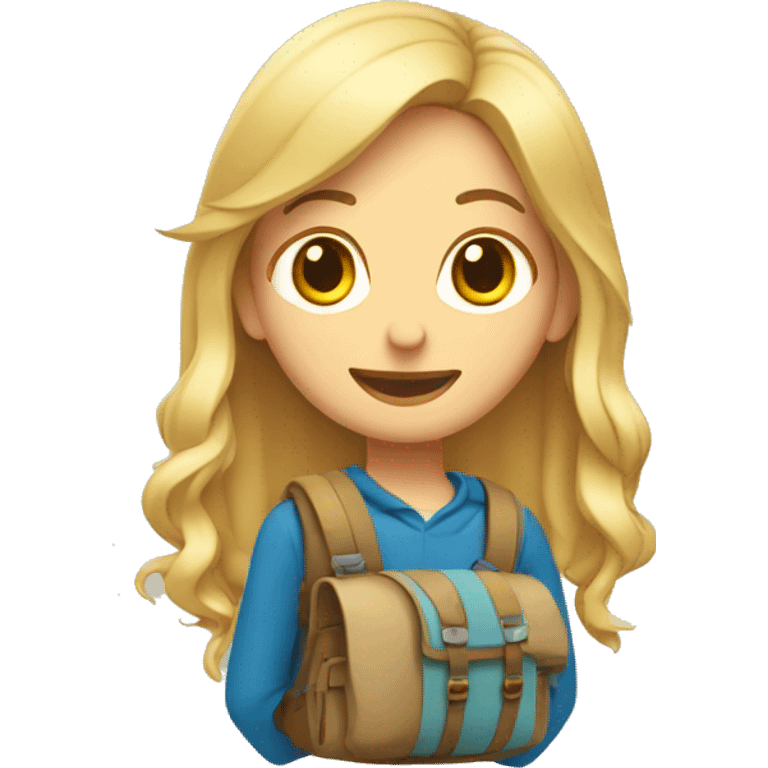 exploradora rubia con mochila  emoji