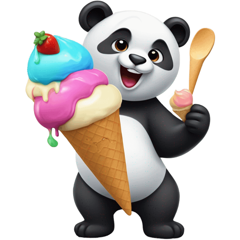 Panda eating ice cream emoji