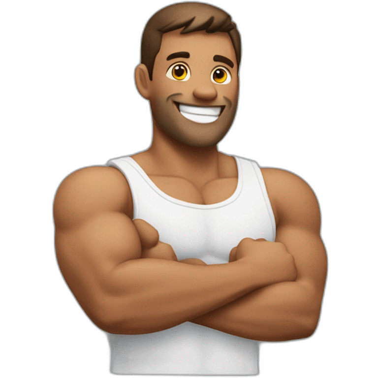 muscular man with plastered left arm smiling and showing thumbs up  emoji