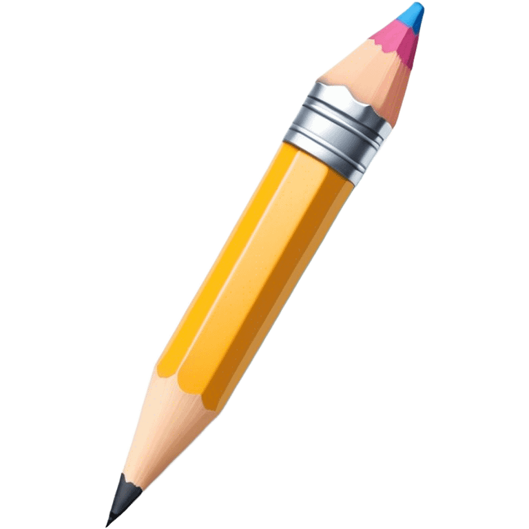 Illustration icon, pencil and paintbrush on paper, colorful sketch, simple lines, minimalistic style, transparent background. emoji