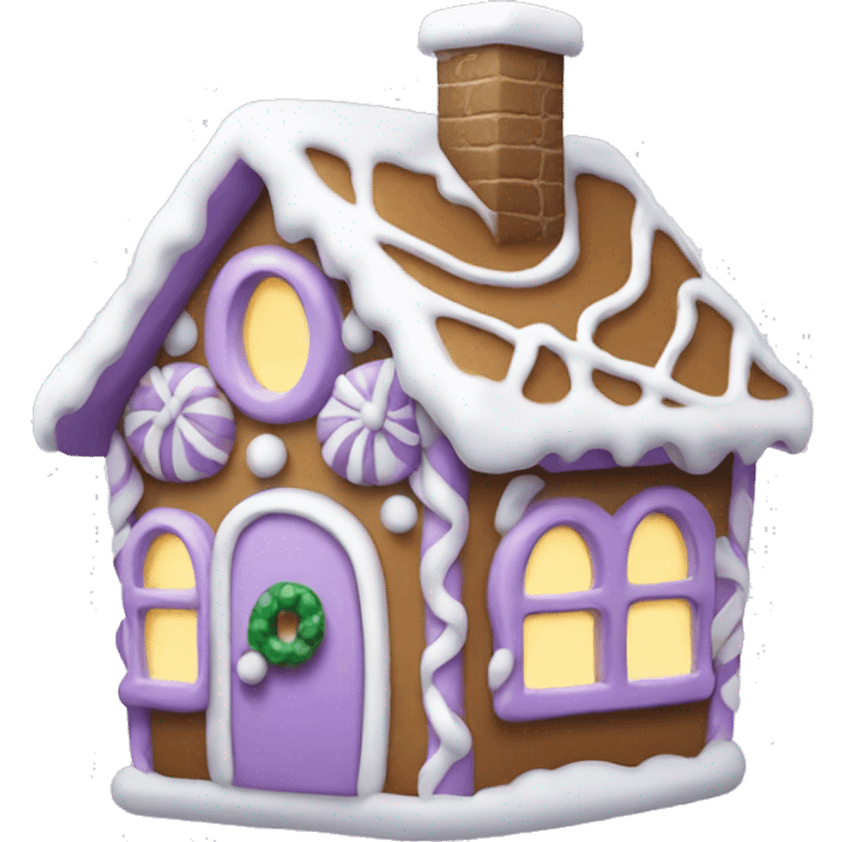 Cosy light purple gingerbread house  emoji