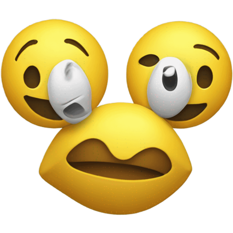 two yellow plastic balls near the mouth area emoji