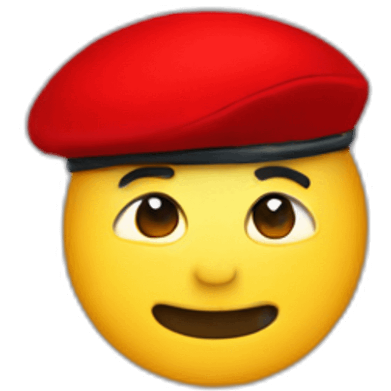 red parachutist beret on side with head emojis sign emoji