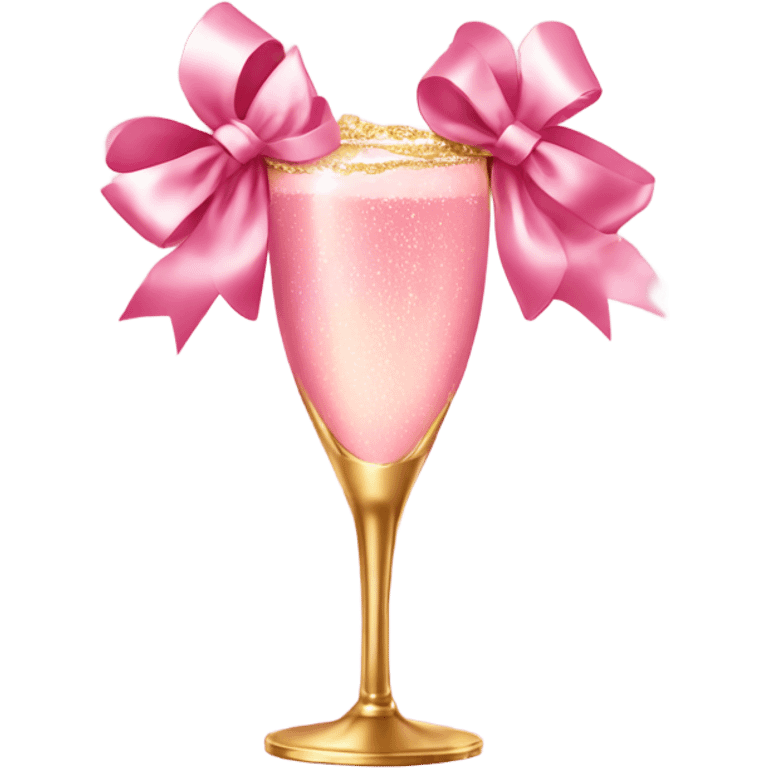 Pink champagne with gold bow emoji