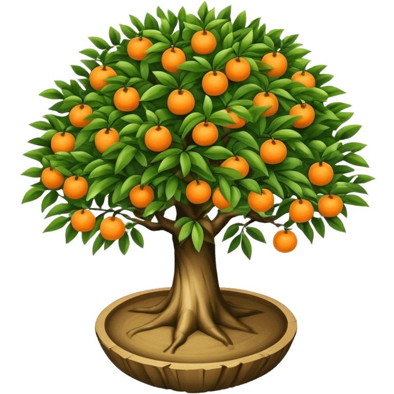 Tree as seen from the sky, looked down from the top with mandarin emoji