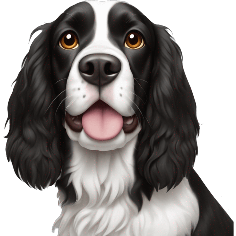 Black and white English springer spaniel emoji