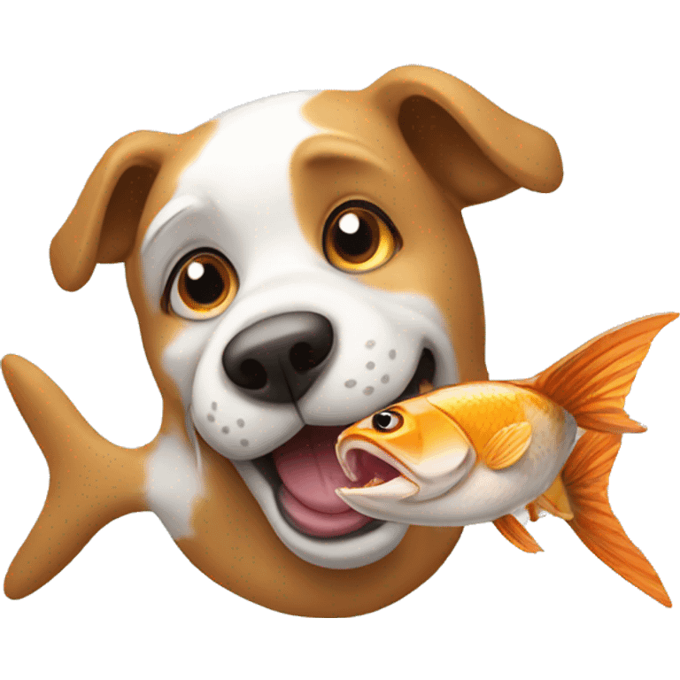 Dog eating fish emoji