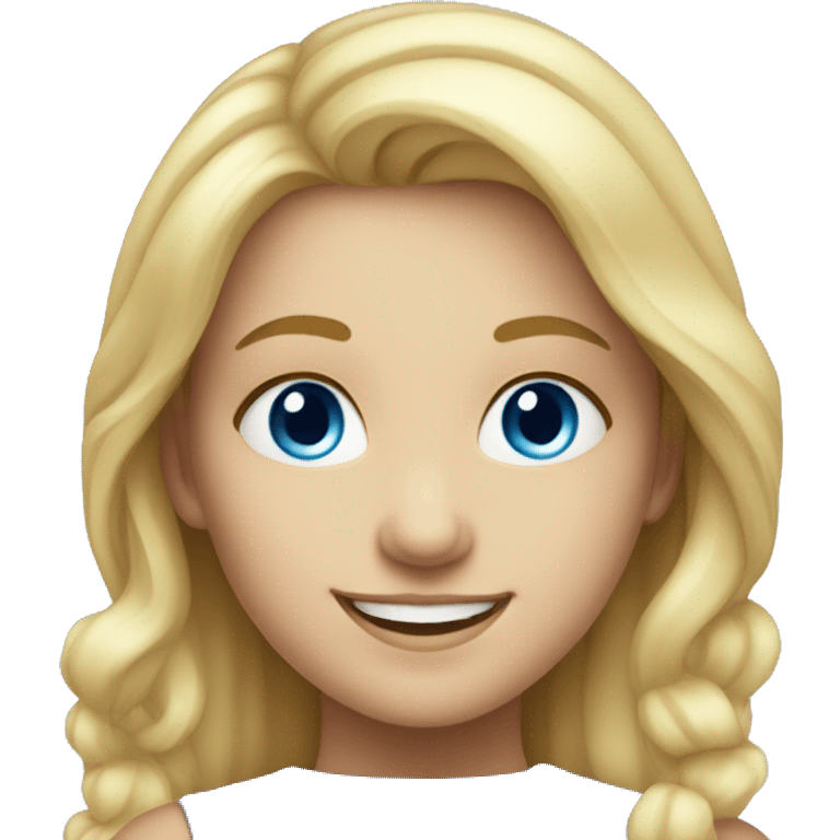 smiling blonde girl portrait with blue eyes  emoji