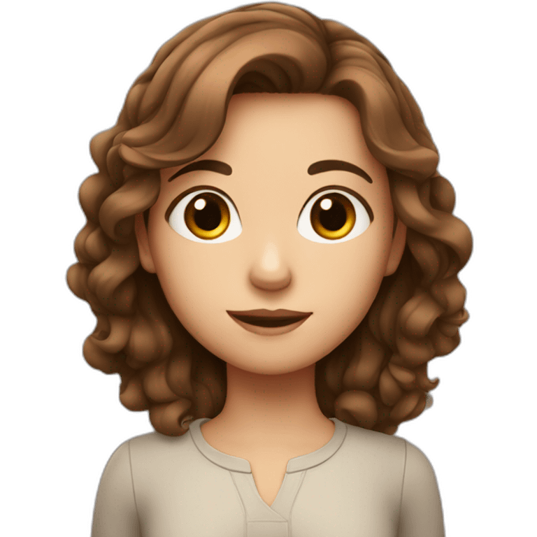 cute cartoon girl with brown hair emoji