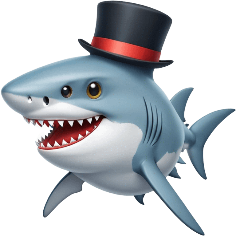 Shark with a top hat emoji