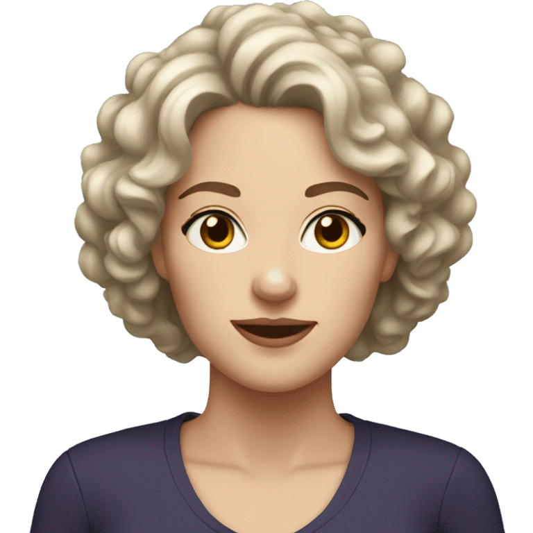 White woman with dark short curly hair emoji