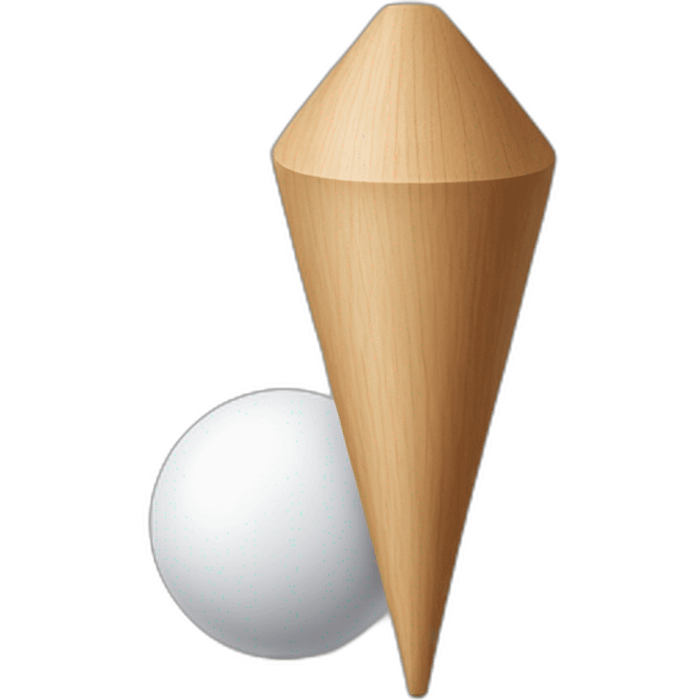 Wooden cone tip up with white ball on tip emoji