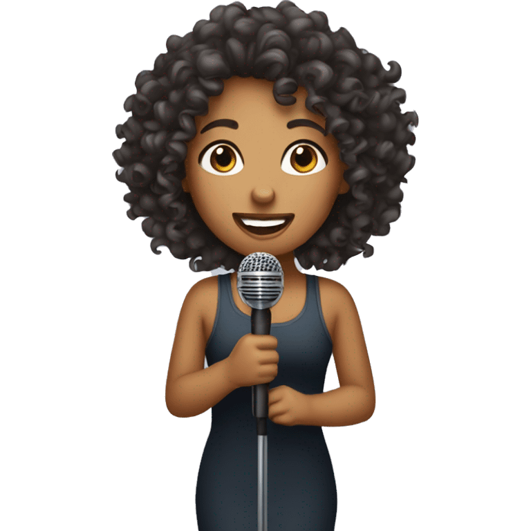 curly girl with microphone  emoji