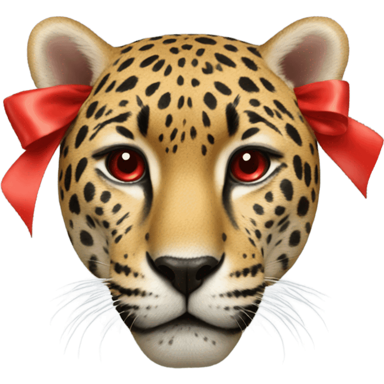 jaguar face with a red bow on her head  emoji