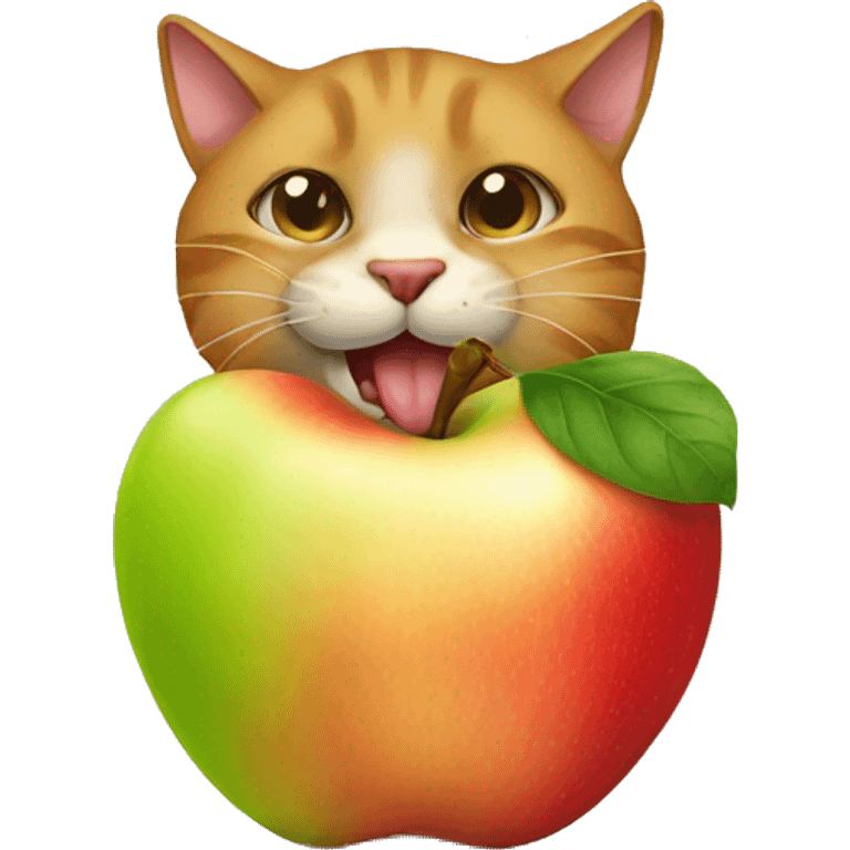 a cat eating apple emoji