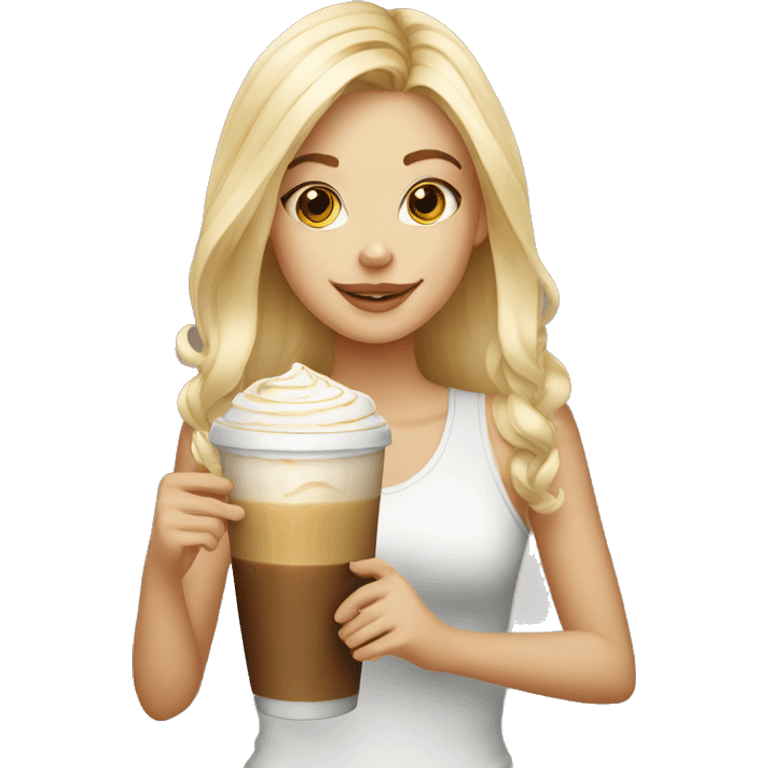 Blonde girl with ice latte  emoji