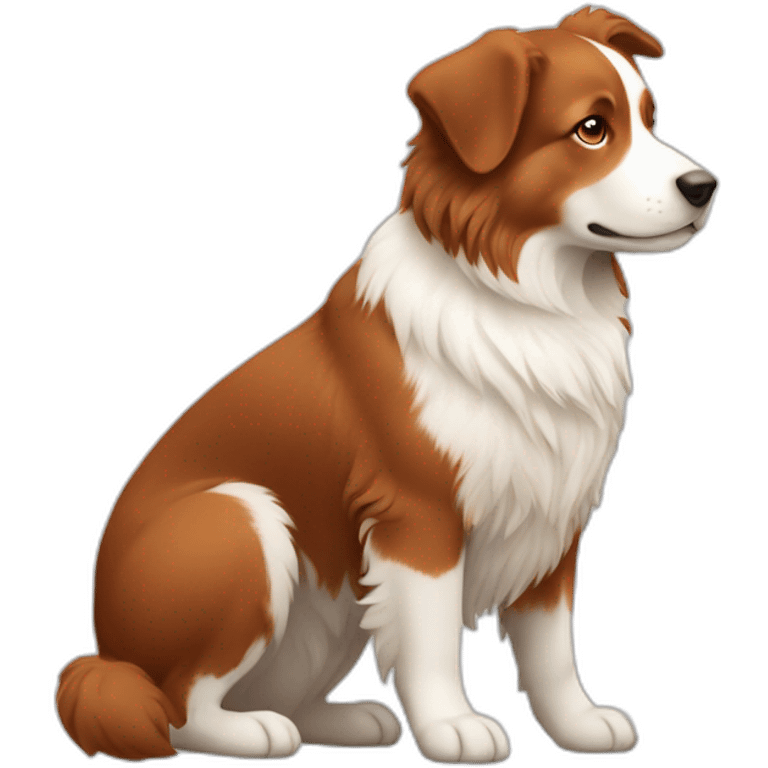 red and white australian sheperd whole body profile emoji