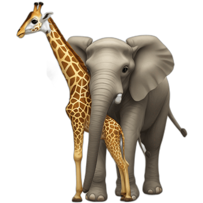 Une girafe sur un elephant emoji