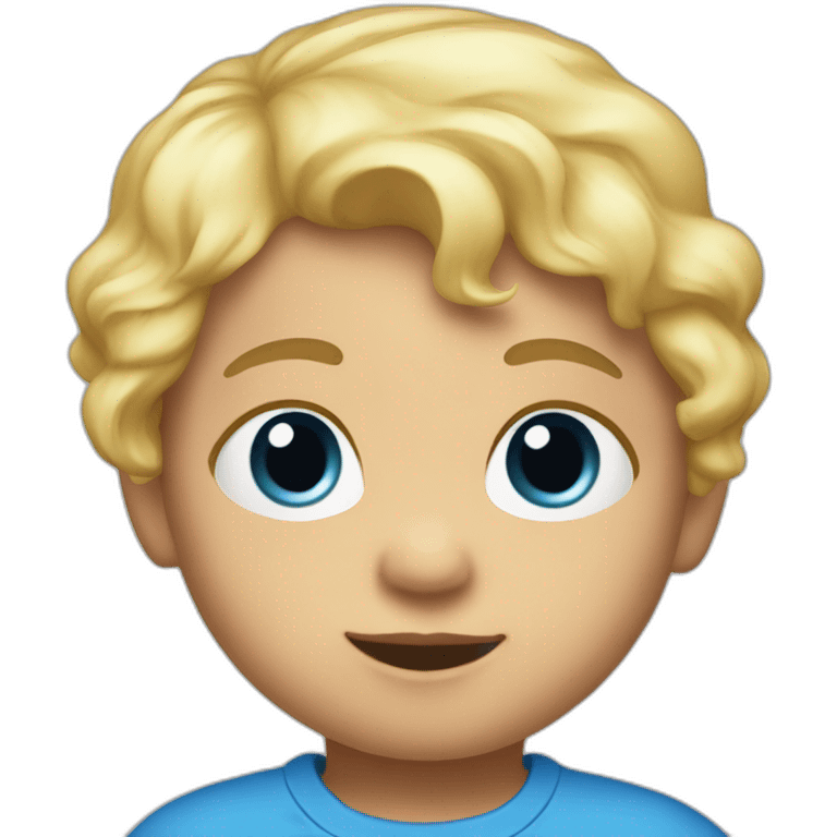 A baby with blond hair and a blue T-shirt emoji