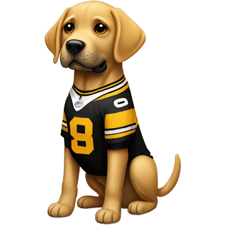 Labrador with Steelers jersey emoji