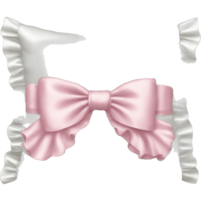 White satin ruffled pillow with light pink bow emoji