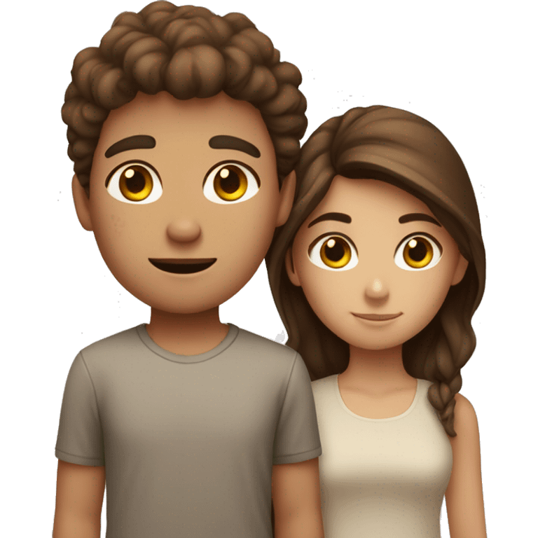 brown hair boy and browns shirt girl with freckles emoji