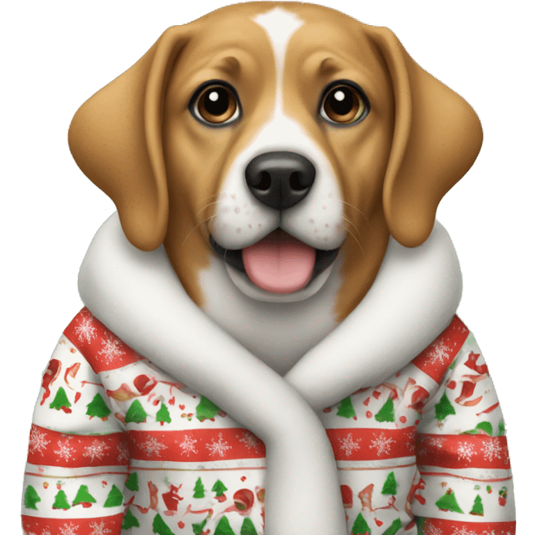 Dog in Christmas pjs emoji