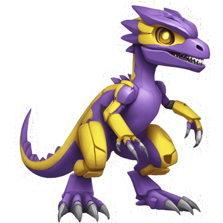  Edgy Purple Yellow Digimon-Fakemon-Velociraptor-Dragon-Mecha full body emoji