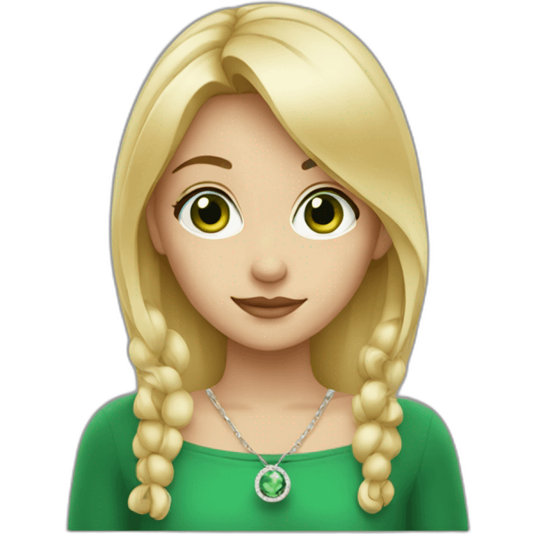 blonde girl with green eyes and a ring emoji