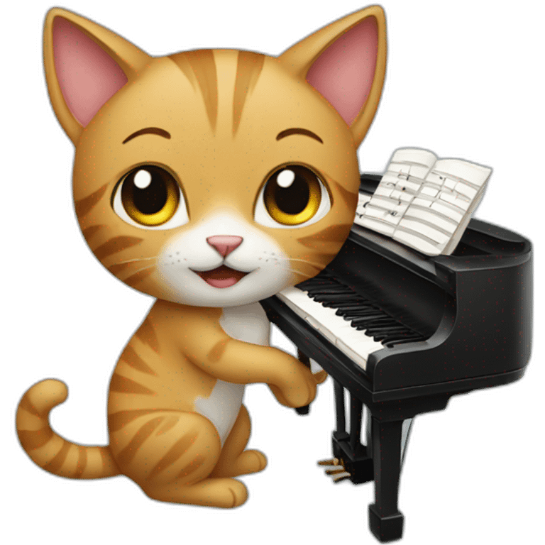 cat playing piano emoji