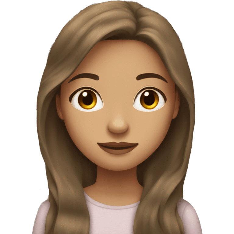 girl with long brown way hair with beige tan skin emoji