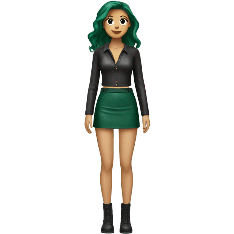 Dark Green leather mini skirt isolated emoji