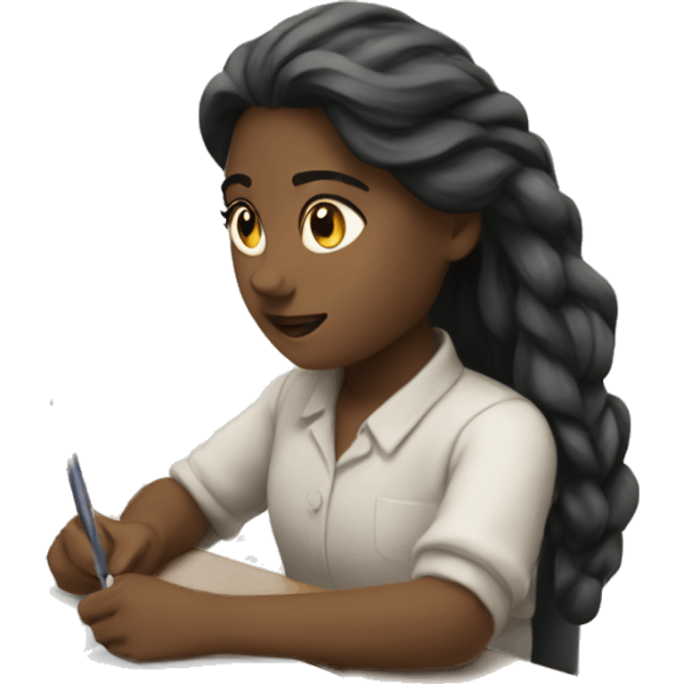 Girl writing on a desk  emoji