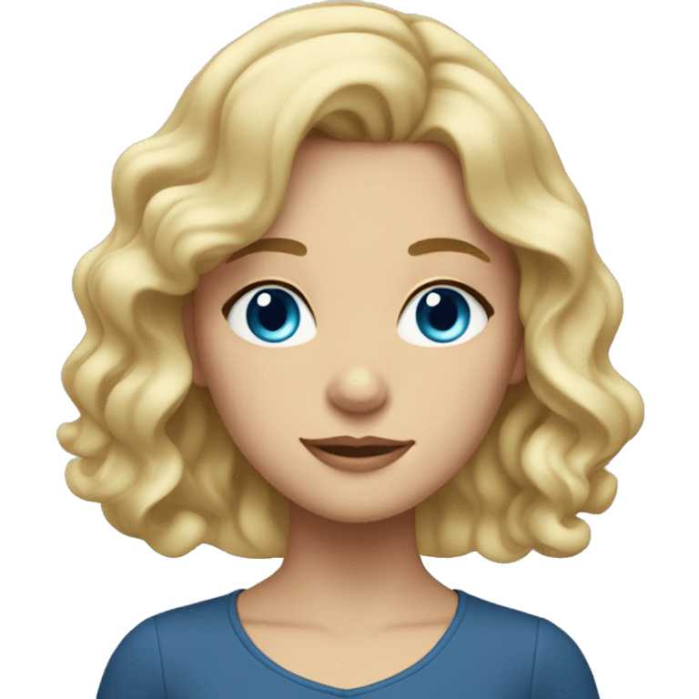 Blonde girl with wavy hair and blue eyes emoji