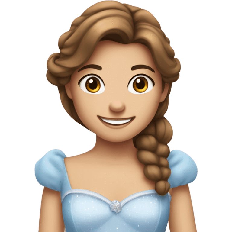 smiling girl with brown hair dressed as Cinderella emoji