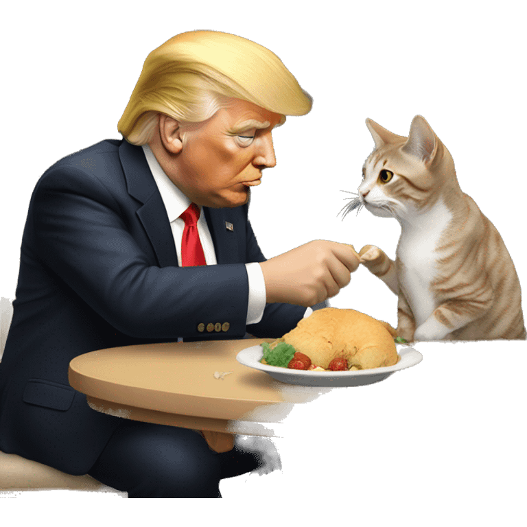 Donald Trump feeding a cat emoji