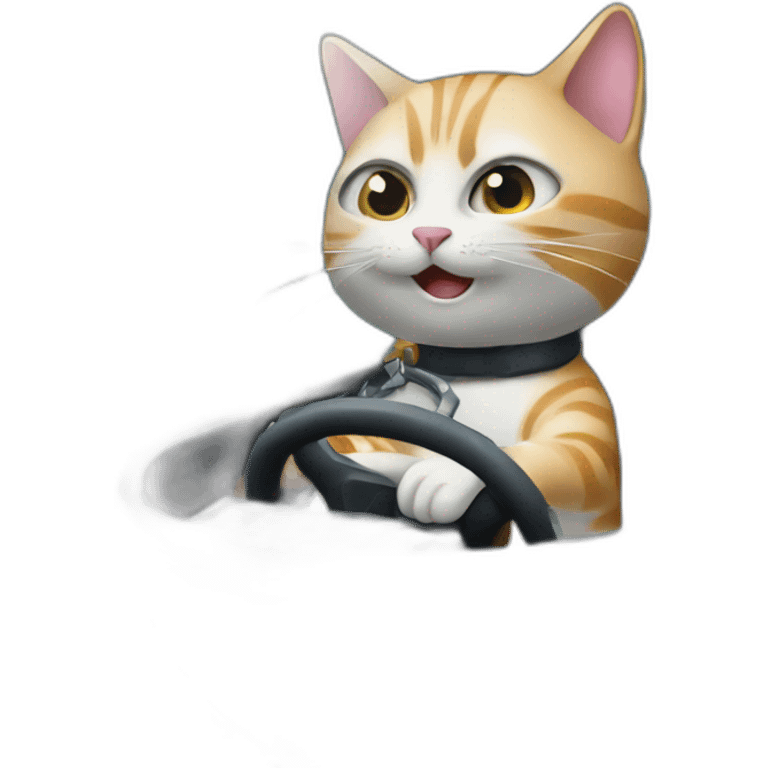 Cat driving a car in space emoji