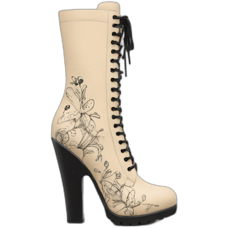 heels-boot-beige-with-black-doodles-zip emoji