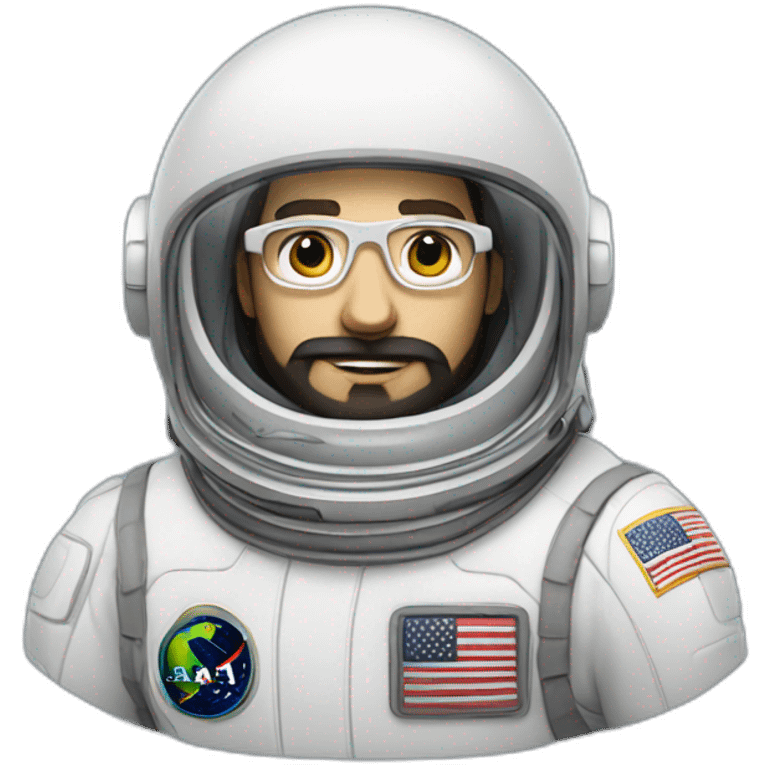 proud caucasian astronaut with black beard and white glasses emoji