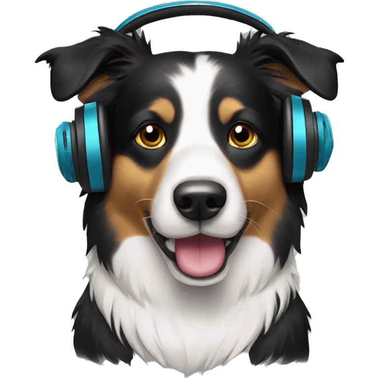 Border collie with headphones emoji