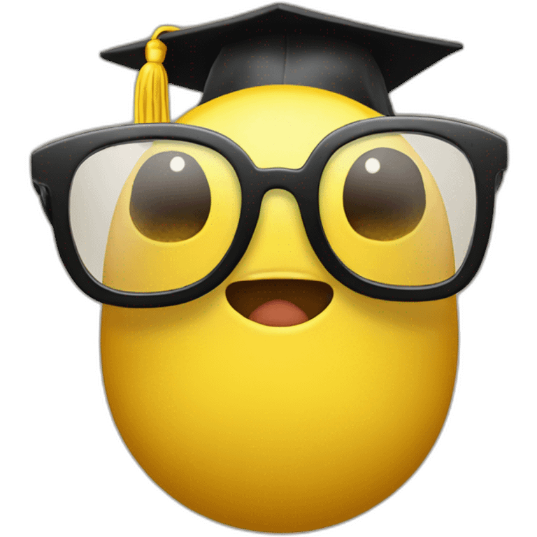 yellow-emoji-head-with-glasses-and-with-mortarboard-on-its-head emoji