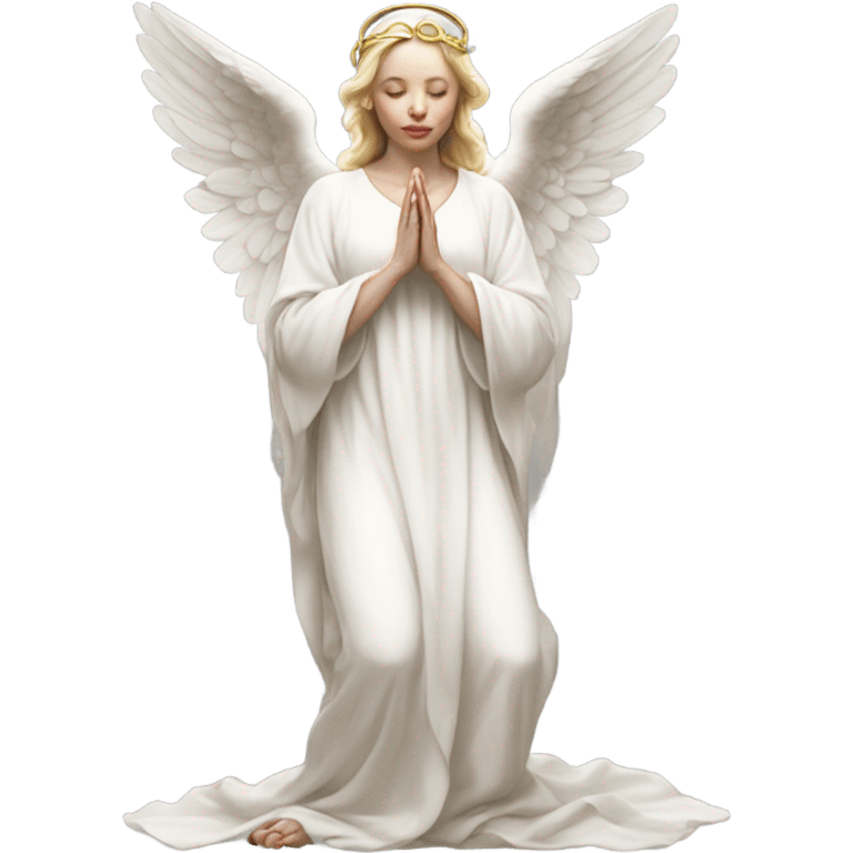 Hyper Realistic pale praying angel full body with halo emoji