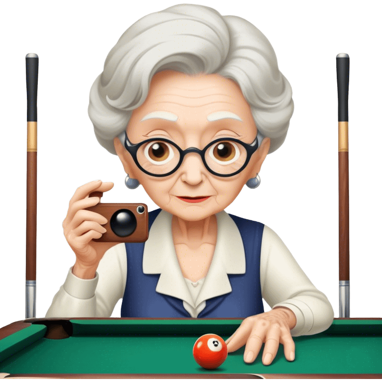 Old lady taking photo of billiards emoji