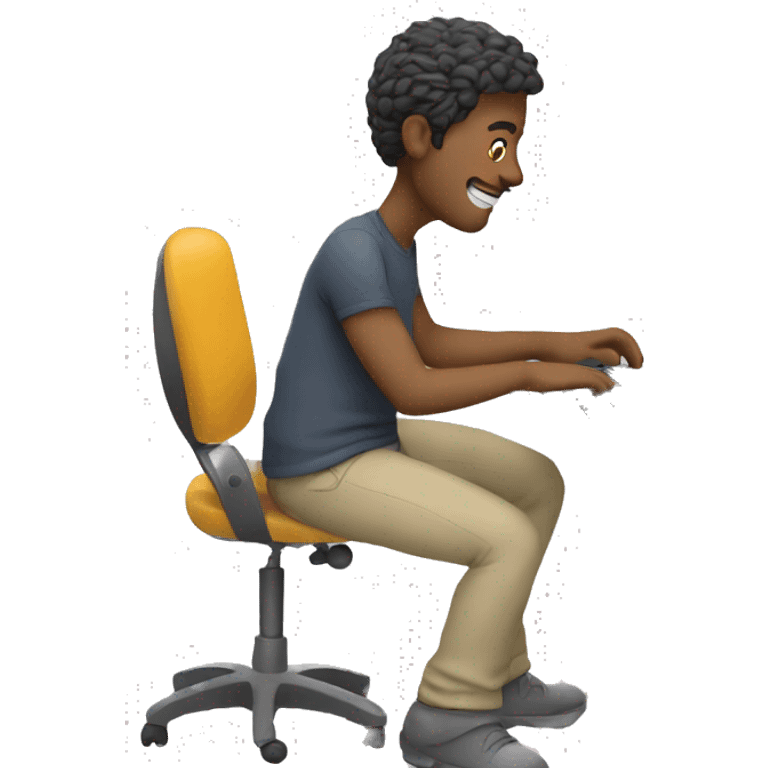 a man working on his computer and edit a video emoji