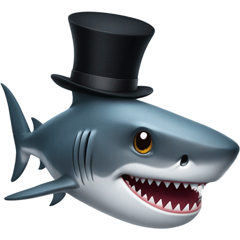 Shark with a top hat emoji