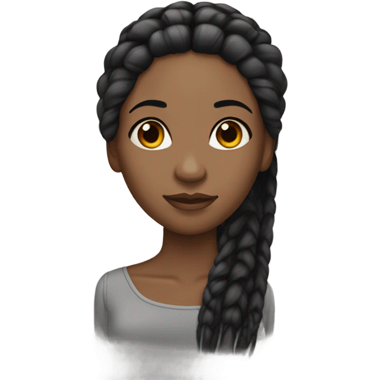 black woman with long black straight braids and lashes emoji