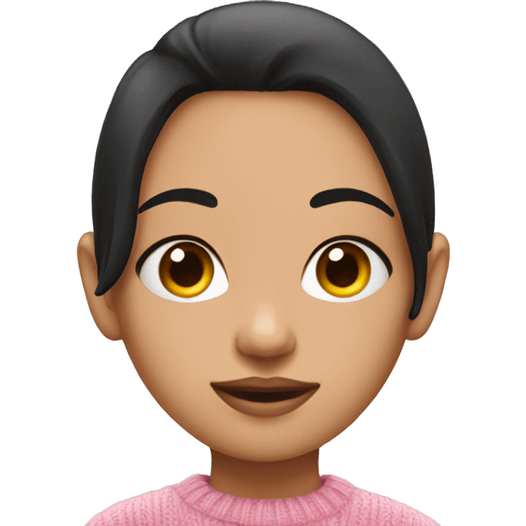 Girl rolling eyes in pink sweater with black hair  emoji