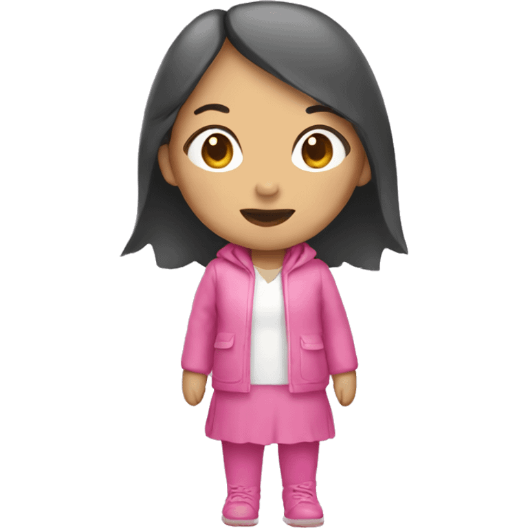 Asian woman forange air with pink rabit costume emoji