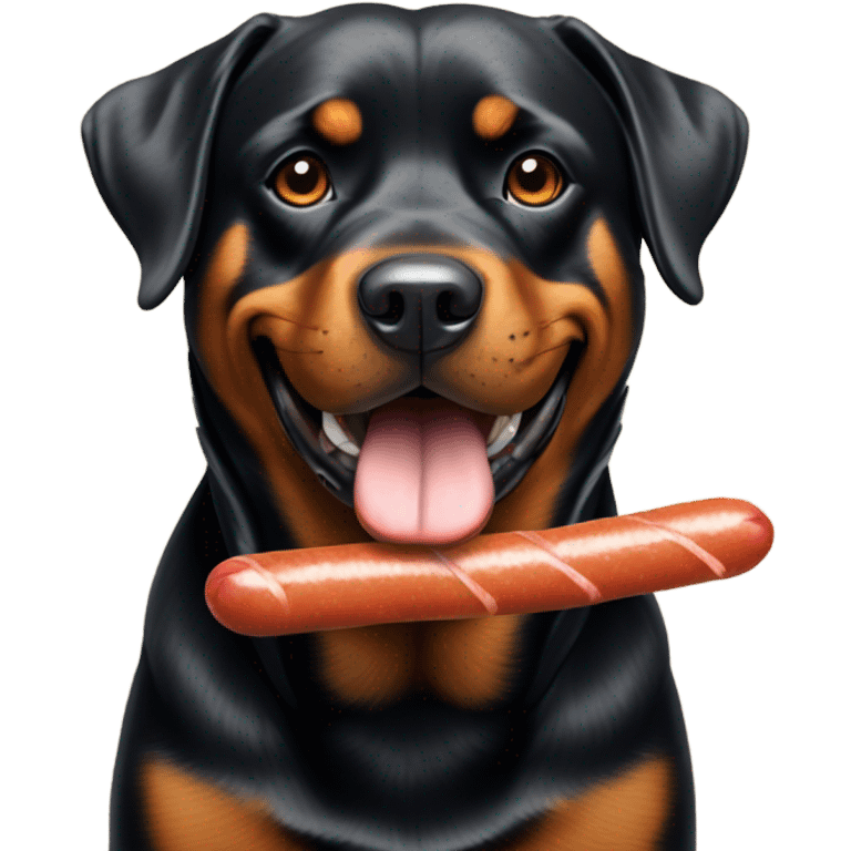 Rottweiler filled up eating sausages emoji