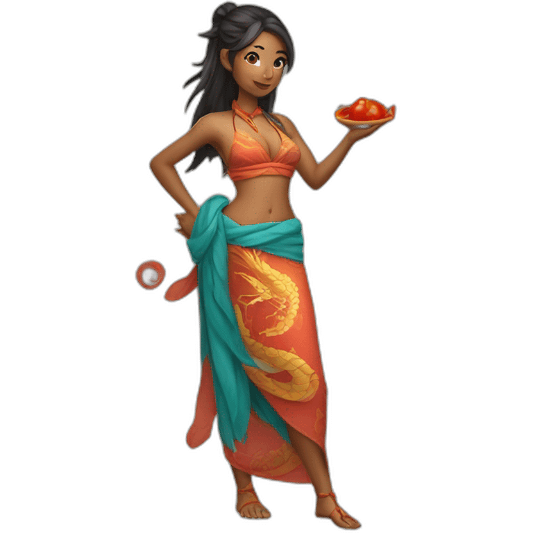 spicy dragon girl in sarong emoji